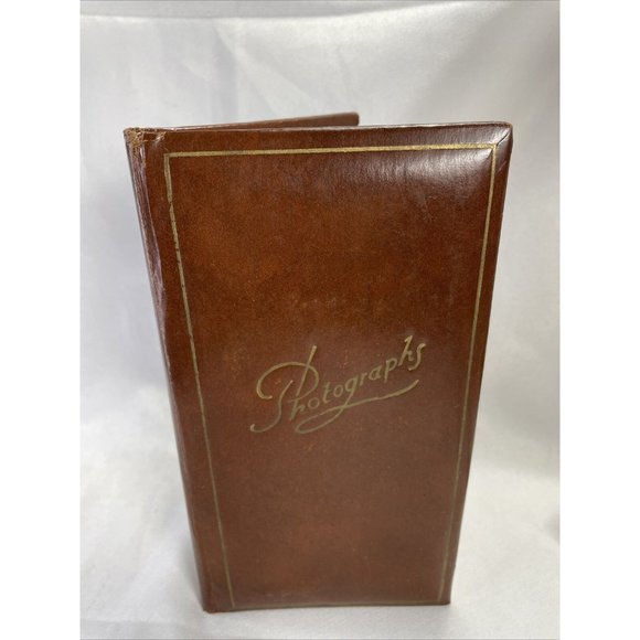 Springfield Brown Faux Leather Photo Square Photograph Album Vintage Mini - Picture 1 of 12